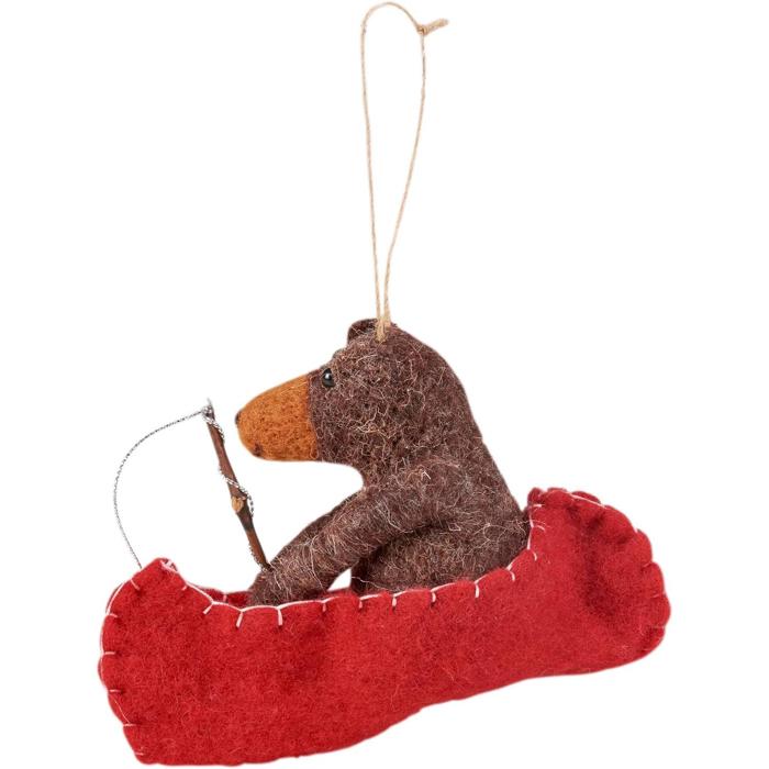 Bear in Canoe Critter Ornament Decor | Nature Love Home Accent