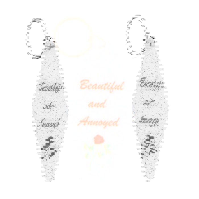 Beautiful and Annoyed Motel Style Key Tag Keychain in Transparent Glitter