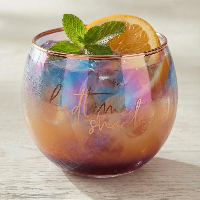 Bedtime Snack Roly Poly Glass | Iridescent Cocktail Wine Glass | 13oz