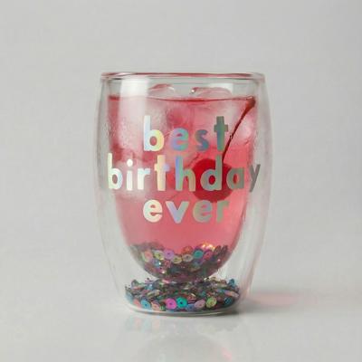 Best Birthday Ever Double-Wall Stemless Glass | With Sequins Inside