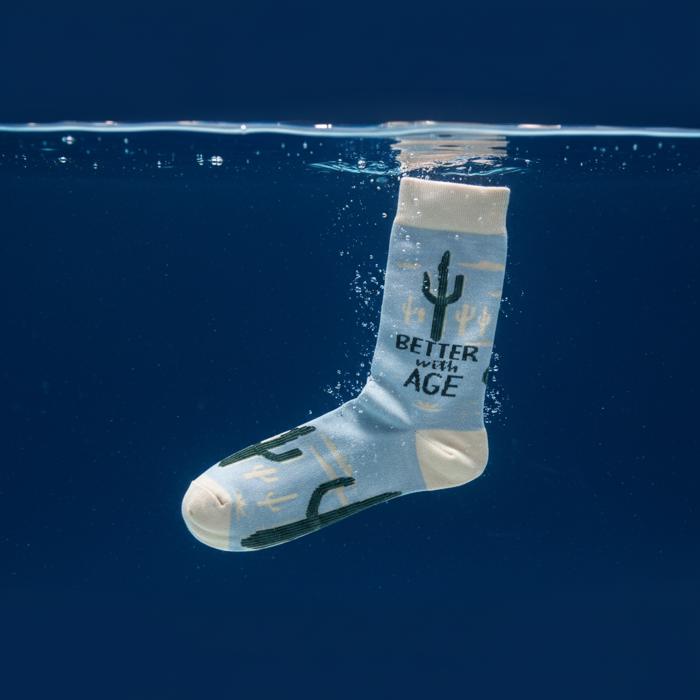 Better With Age Socks | Cactus Plants Illustration | Novelty Crew Socks | Gifts for Her