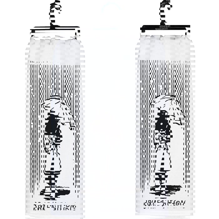 Beware Of Shitstorms Kitchen Towel | Black and White Cotton Hand Tea Dish Cloth | 28" x 28"