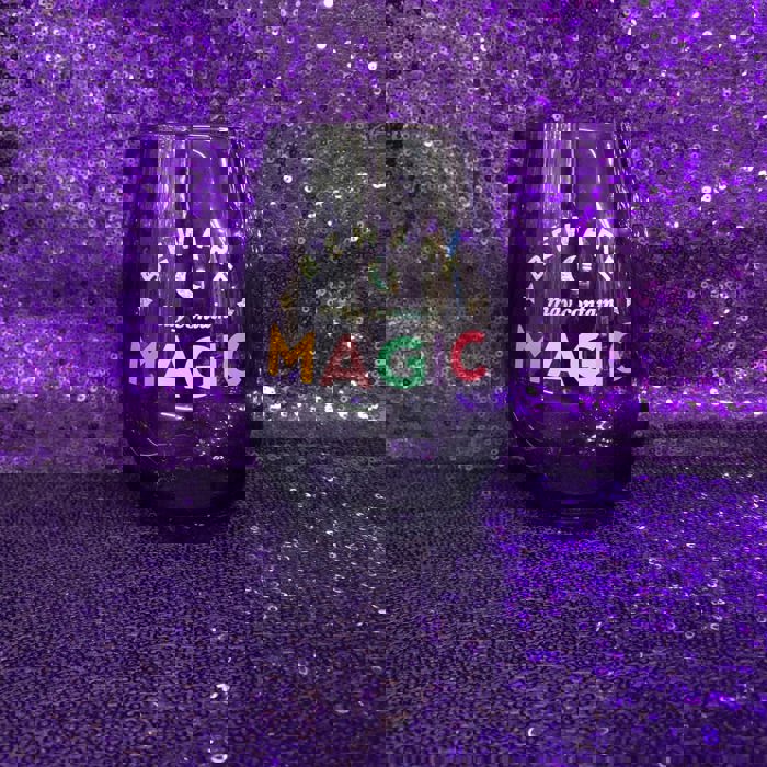 Beware of Magic Stemless Wine Glass in Black | 20 Oz