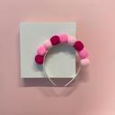  Birthday Pom Pom Headband in Red Light Dark Pink Fluffy Balls | Cute Party Hairband