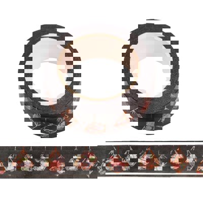 Black Geo Flowers Washi Tape with Rose Gold Accents | Gift Wrapping and Craft Tape