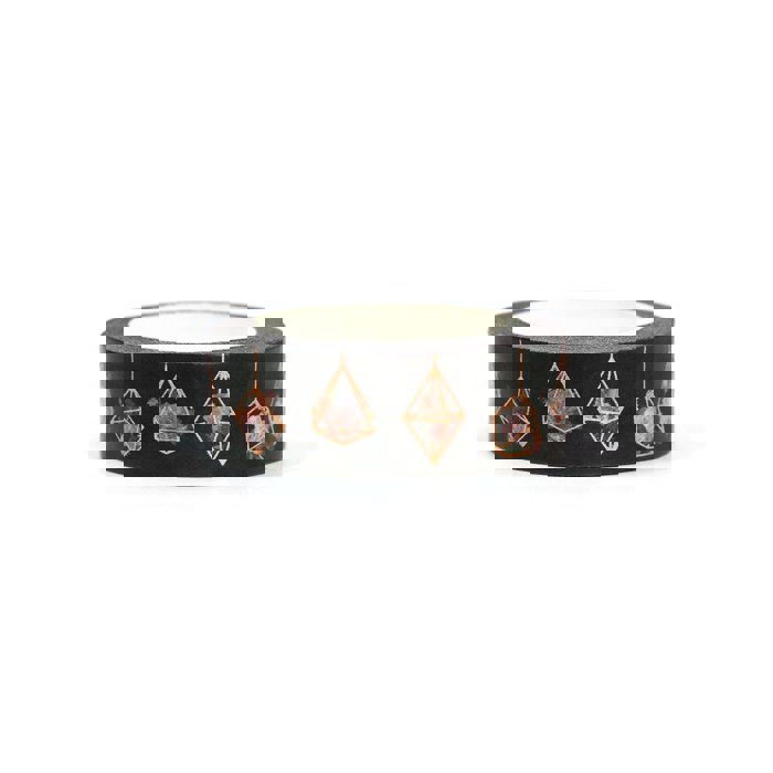Black Geo Flowers Washi Tape with Rose Gold Accents | Gift Wrapping and Craft Tape