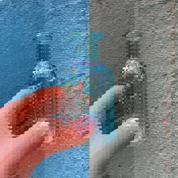 Blue Iridescent Glass Mini Bud Vase