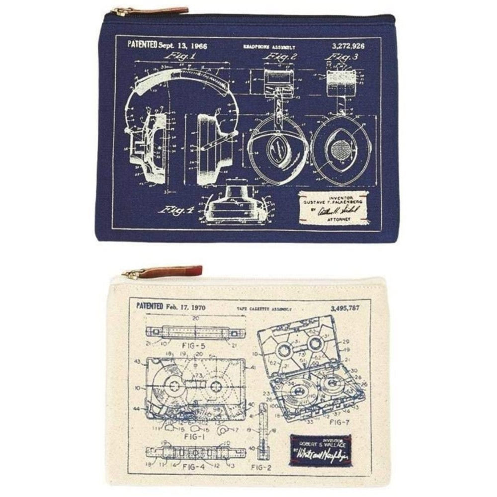 Gift for Him Blueprint Canvas Zipper Pouches | Set of 2 |  Father's Day Men Gifts Architect Engineer