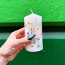 Boho Flowers Mini Pillar Candle  in White Ombre and Floral Feminine Pillar Candles | Home Gift for Her