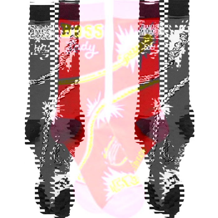 Boss Lady Whipcrack Socks Funny Novelty Red Power Socks