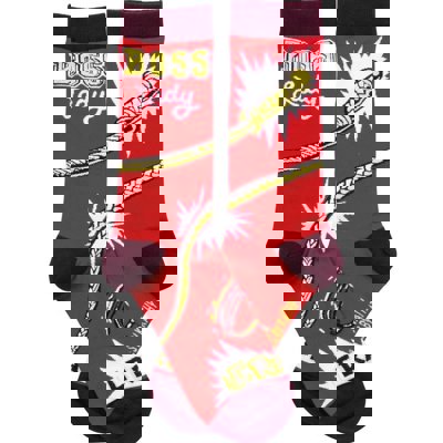 Boss Lady Whipcrack Socks Funny Novelty Red Power Socks