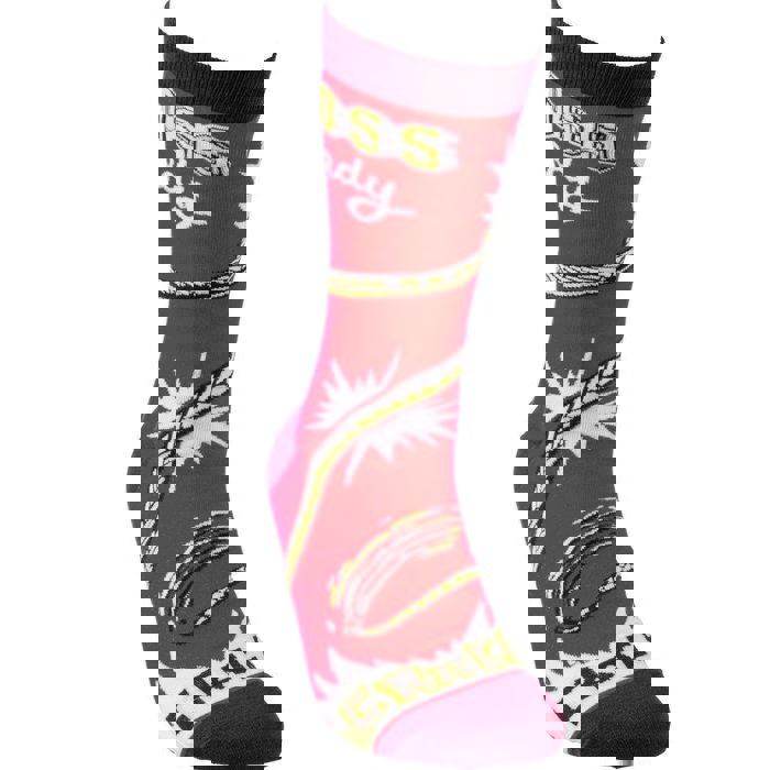 Boss Lady Whipcrack Socks Funny Novelty Red Power Socks