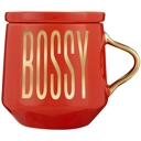  Bossy Mug & Coaster Lid in Red and Gold