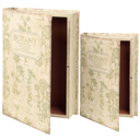 Botany Book Box Set of 2 | Vintage Book Shaped Storage Stash Trinket Boxes Vintage Book Box Stash Trinket Storage | Decorative Book-Shaped Storage