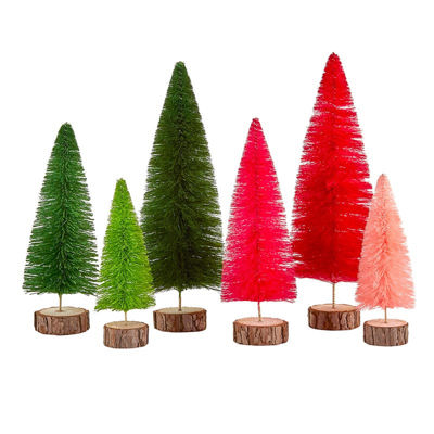 Bottle Brush Christmas Tree Mini Decor in Pink and Red - LOW STOCK