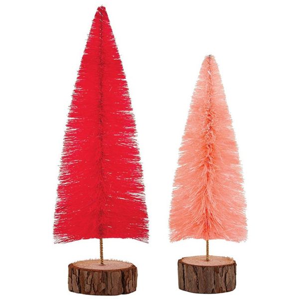 Bottle Brush Tree in Blush and Dark Pink | Holiday Decor