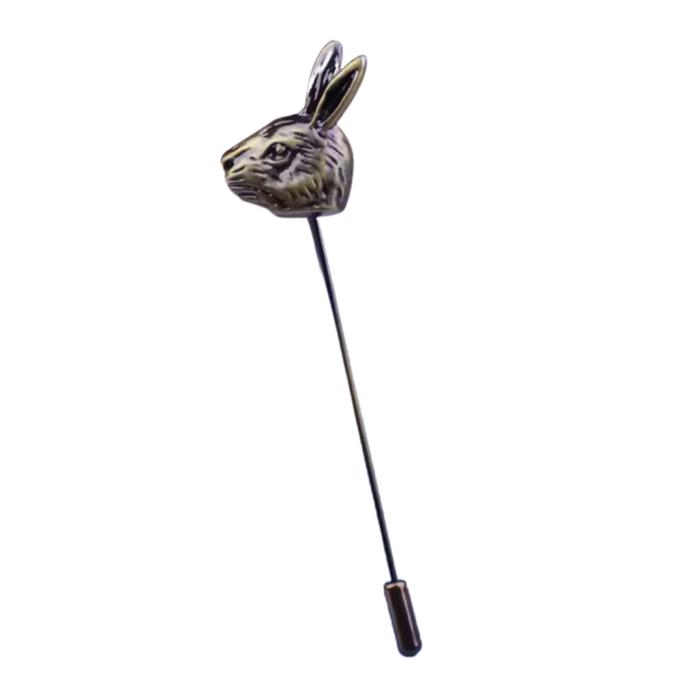 Brass Tone Rabbit Stick Pin Brooch