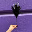  Burlesque Corpse Skeleton Hand Feather Floral Pick in Black | Halloween Theme Decor