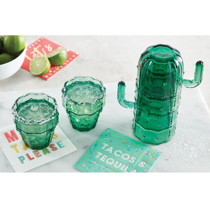 Cactus Glass Set of 6 | Stackable Cocktail Glass Giftable Drinkware Set
