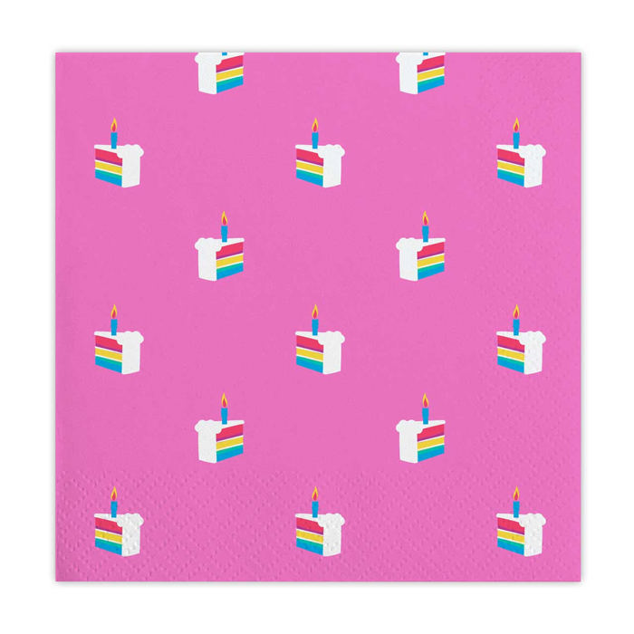 Cake Pattern Beverage Napkins | Birthday Cocktail Party Paper Napkin | 5"