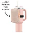 Pink Ballet Pink Tumbler Pouch Fits Stanley Cup - Water Bottle Accessory Wallet with Strap for 40 Oz Flask