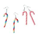  Candy Cane Christmas Party Earrings in Candy Stripe or Rainbow | Cute Playful and Fun Christmas Theme Fashion Jewelry