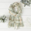 Caroline Plaid Scarf in Sage  Giftable Plaid Winter Scarves - Hers and His