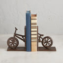  Cast Iron Bike Bookends Set of 2 | Decorative Brown Bicycle Bookshelf Stand Support Brace Holder