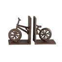  Cast Iron Bike Bookends Set of 2 | Decorative Brown Bicycle Bookshelf Stand Support Brace Holder