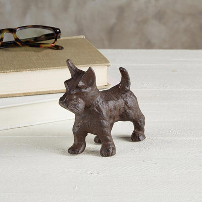 Cast Iron Dog Decor in Rustic Brown | Small Decorative Table Shelf Figurine