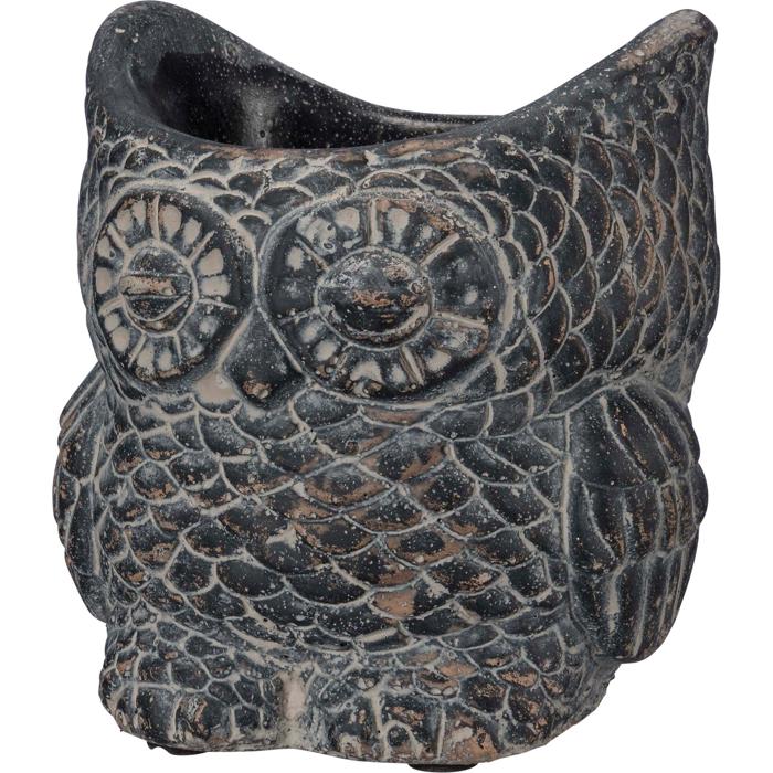 Cement Owl Planter in Dark Gray | Succulents Greenery Plant Pot | Decorative Indoor Outdoor Garden Décor