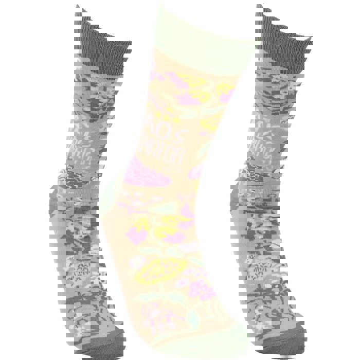Chaos Coordinator Funny Socks in Green and Floral | Novelty Crew Socks | Gift for Her