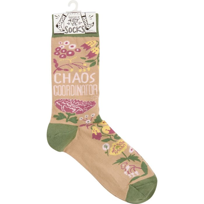 Chaos Coordinator Funny Socks in Green and Floral | Novelty Crew Socks | Gift for Her