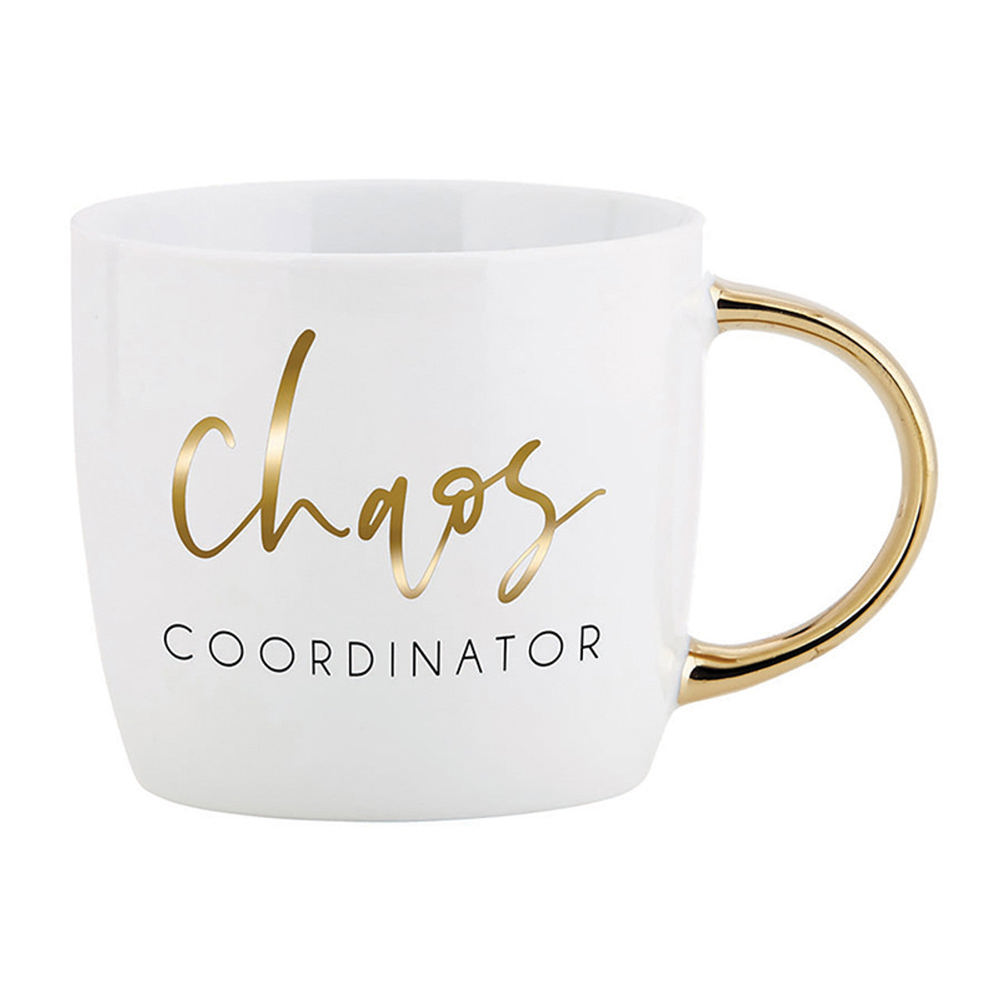 Chaos Coordinator Mug | Mothers Day Gift | Gold Handle Stoneware Coffee Tea Mug