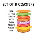  Cheeseburger Silicone Drink Coasters Set of 8 | Funny Food Coasters Drink Mats