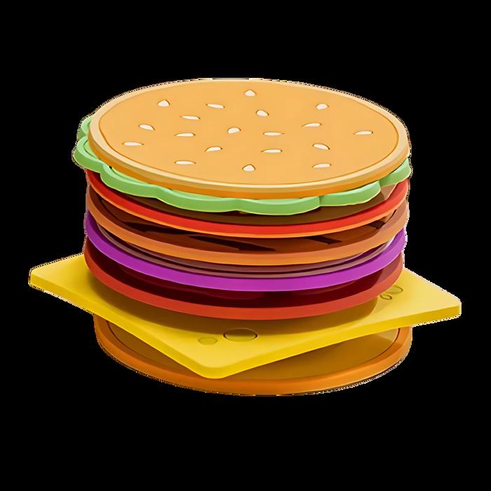 Cheeseburger Silicone Drink Coasters Set of 8 | Funny Food Coasters Drink Mats
