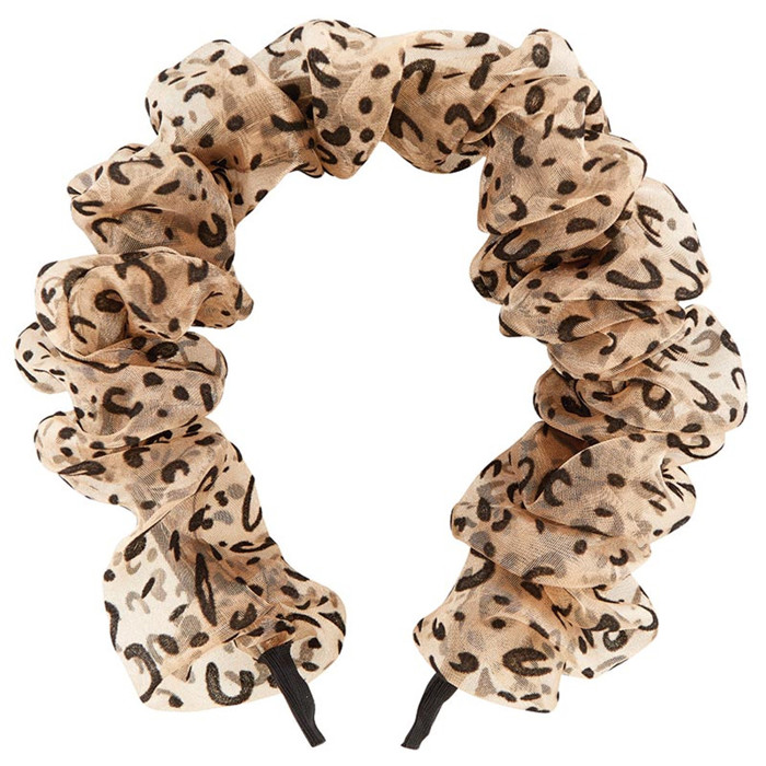 Cheetah Crinkly Chiffon Headband | Poly Satin Animal Print Headpiece Hair Accessory