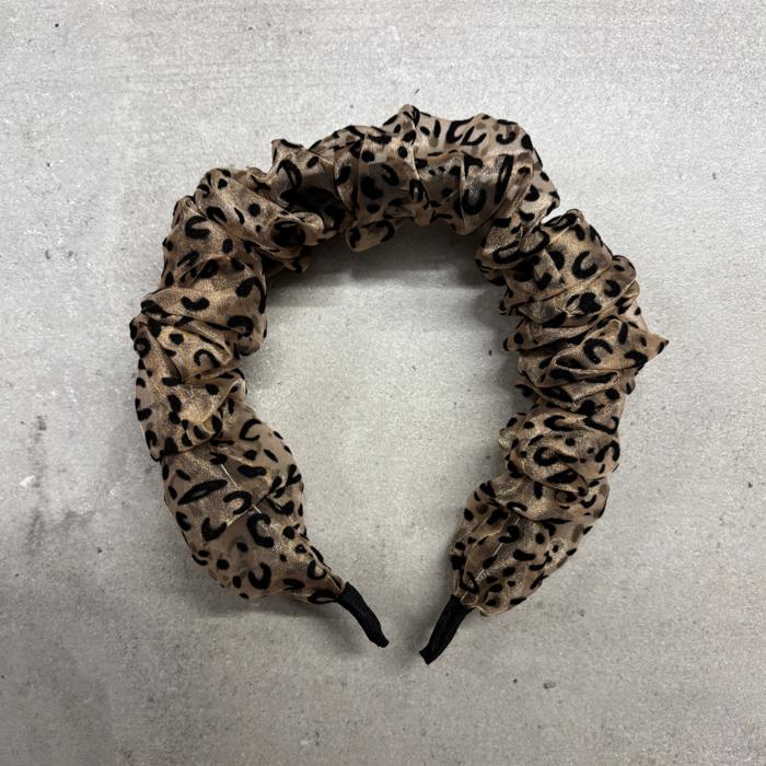 Cheetah Crinkly Chiffon Headband | Poly Satin Animal Print Headpiece Hair Accessory