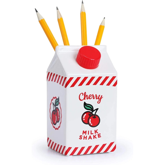 Cherry Milk Shake Ceramic Pen Pot | Retro Pen Holder