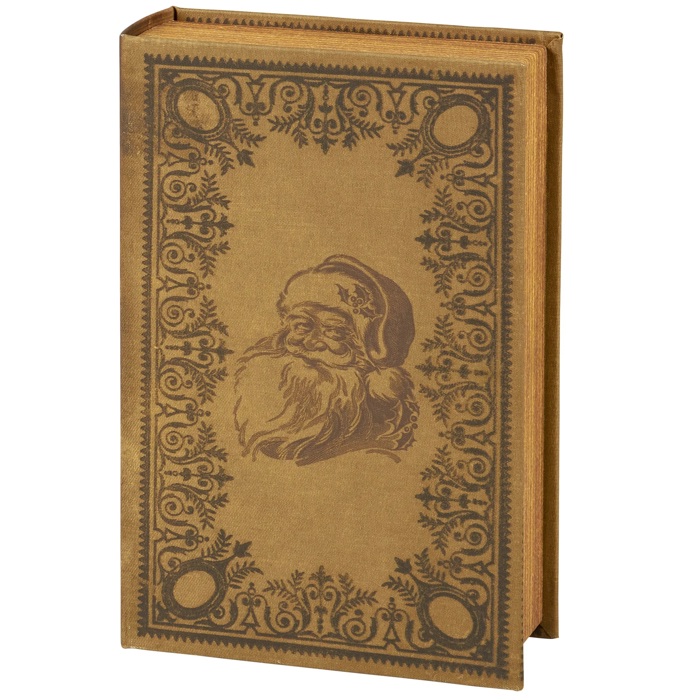 Christmas Past Book Box | Vintage Santa Decorative Storage Book Shaped Stash Trinket Boxes