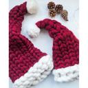  Women's Chunky Hand Knitted Santa Hat | Handmade Yarn Christmas Beanie in Red and White