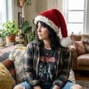  Women's Chunky Hand Knitted Santa Hat | Handmade Yarn Christmas Beanie in Red and White