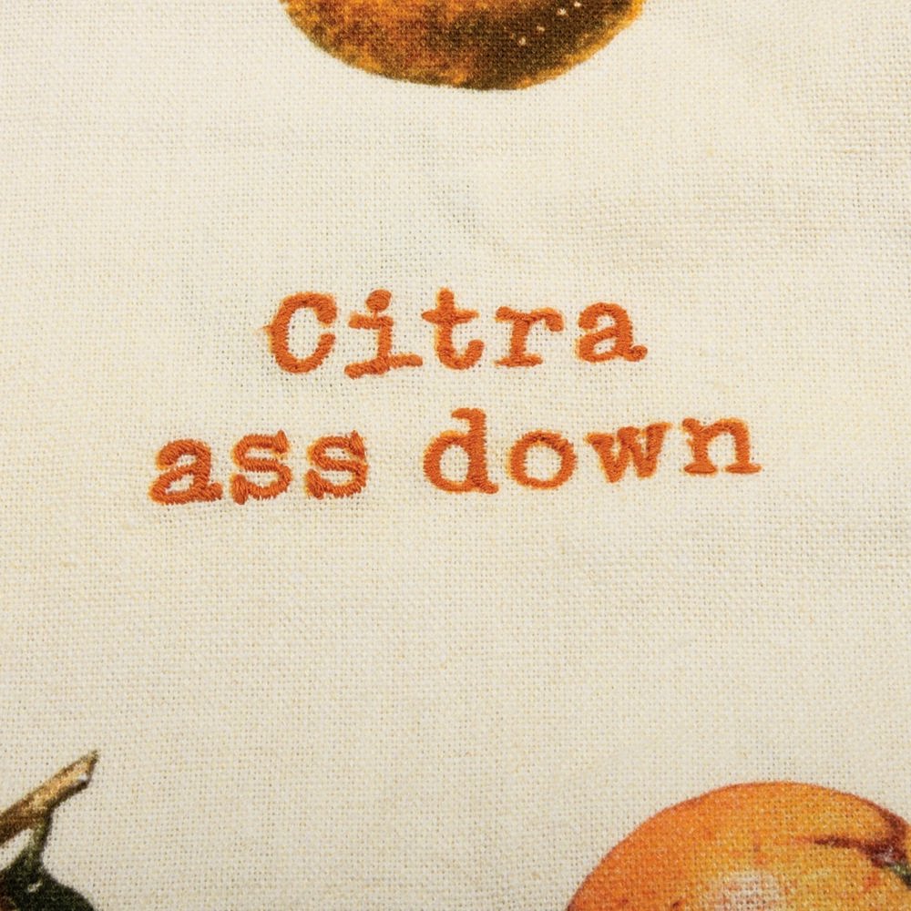 Citra Ass Down Funny Snarky Dish Cloth Towel | Cotton and Linen | Embroidered Text | 18" x 28"