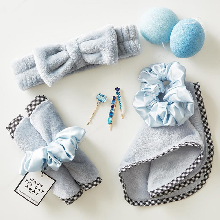 Coastal Face Cloth and Scrunchie Set | Linen Makeup Remover Gift Set For Her
