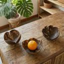  Coconut Bowls in Set of 3 | Decorative Boho Rustic Footed Bowls