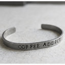  Coffee Addict Hand Stamped Silver Cuff Bracelet | Handmade in the US