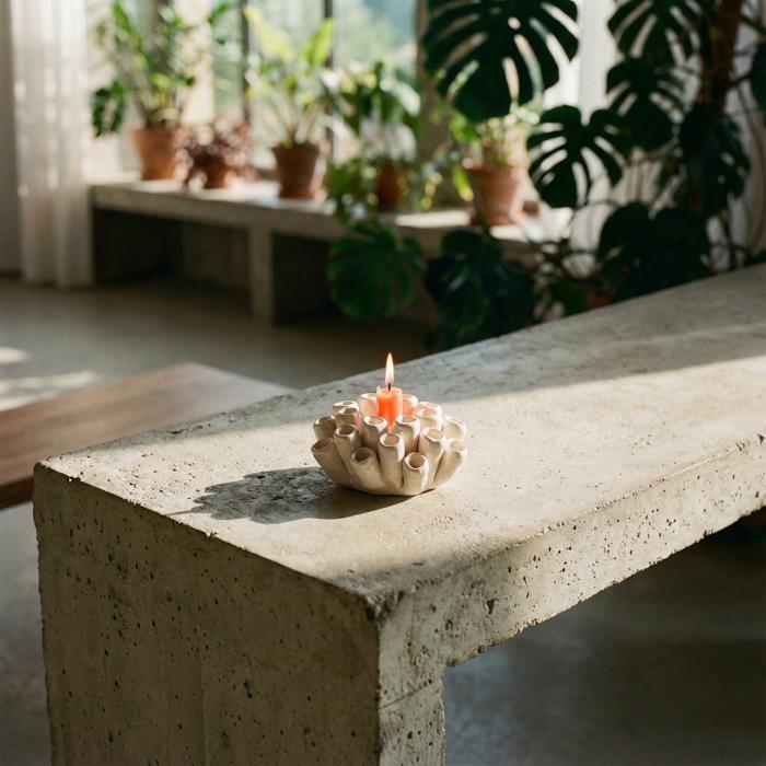 Coral Statue Candle Holder | Ceramic Sculpture Home Decor | 5" x 3"