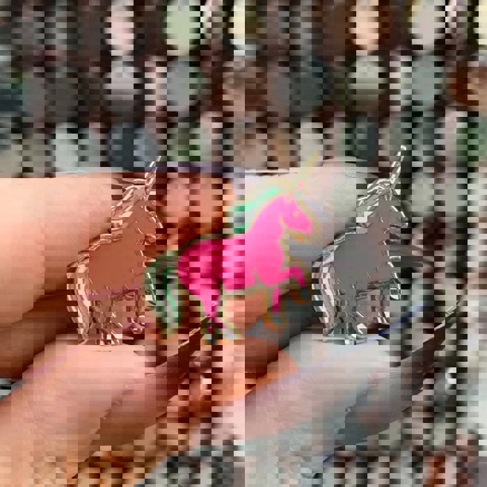 Couldn't Find You A Real Unicorn Enamel Pin on Gift Card