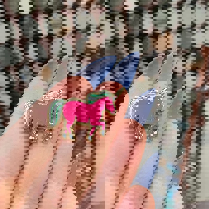 Couldn't Find You A Real Unicorn Enamel Pin on Gift Card