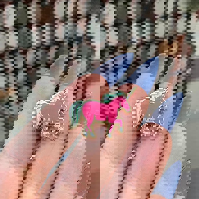 Couldn't Find You A Real Unicorn Enamel Pin on Gift Card